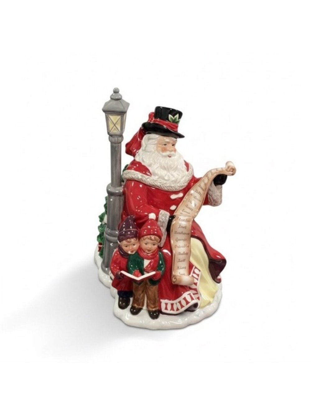Waterford Holiday Heirloom Town Square Santa Cookie Jar Porcelain Candy Jar
